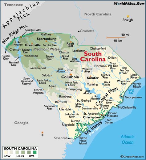 South Carolina Karte Vereinigte Staaten