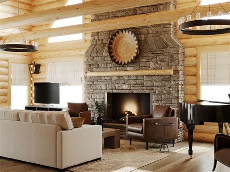 Before And After Cozy Log Cabin Living Room Decorilla