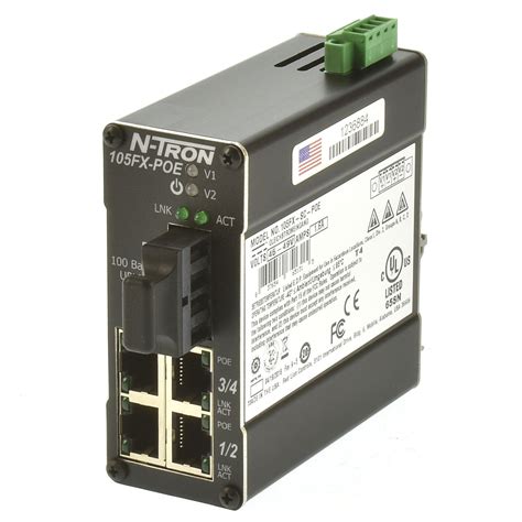 Red Lion N Tron 105fx Sc Poe Ethernet Switch 5 Port 22176