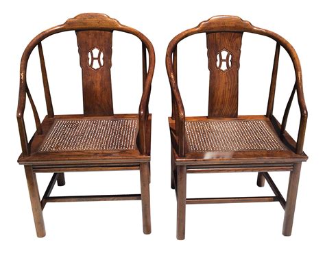 Mid 20th Century Asian Modern Henredon Elm Arm Chairs A Pair Chair