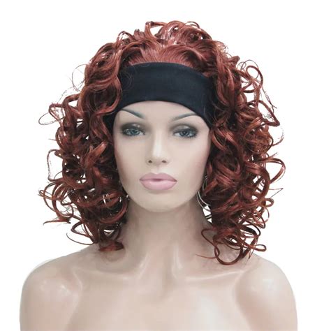 Strongbeauty Synthetic Wig Medium Length Curly Hair 34 Wigs Auburn