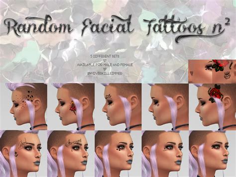 unisex random facial tattoos n2 simsworkshop