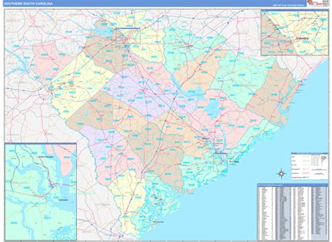 South Carolina Southern Wall Map Premium Style By Mar