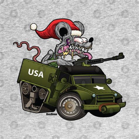 Digirods Rat Fink Hot Rod Racer Christmas Holiday Military Army Tank
