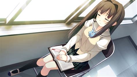 Ayase Sayuki Black Hair Book Cube Game Cg Kantoku Long Hair School