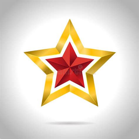 Gold Red Star Vector Illustration 3d Art Symbol Stock Illustration