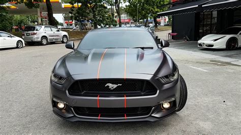 Ford Mustang Wrapped With 3m Matte Grey With Red Lines Youtube