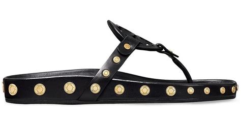 Tory Burch Leather Miller Cloud Coin Thong Sandals In Black Lyst