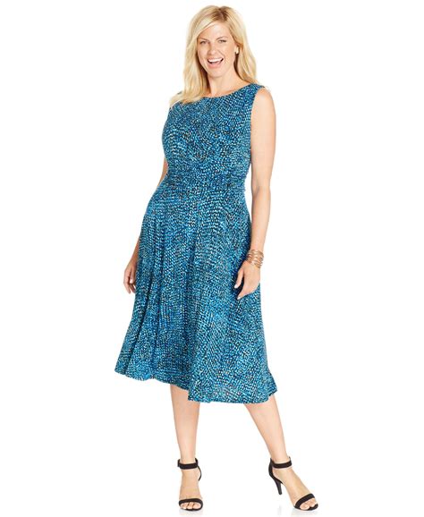 Jessica Howard Plus Size Printed Ruched A Line Dress Dresses A Line