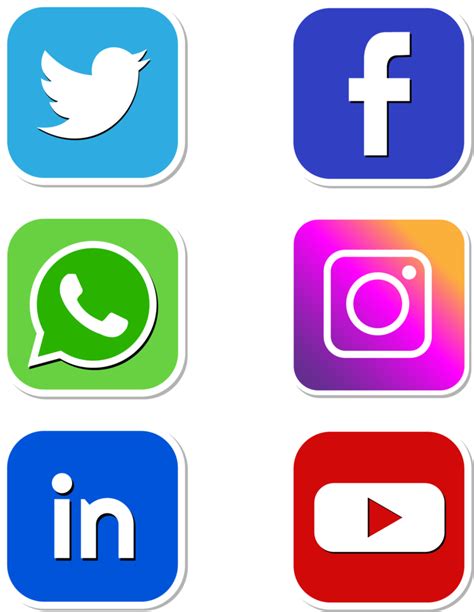 A Set Of Social Media Icons Facebooktwitterinstagramwhatsappyoutube And Linkedin 16337947 Png