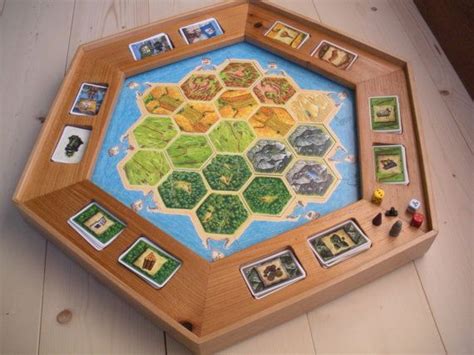 Settlers Of Catan Turntable Board And Card Holder Hand Crafted From