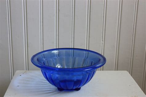 Vintage Hazel Atlas Ribbed Cobalt Blue Glass Mixing Bowl 6 5 Etsy
