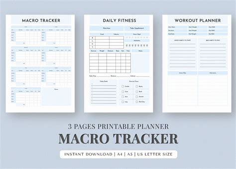 Macro Tracker Printable Planner Macro Tracker And Calorie Counter