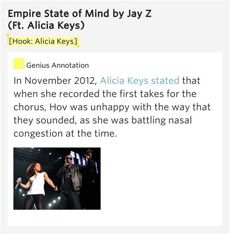 Maybe you would like to learn more about one of these? Hook: Alicia Keys - Empire State of Mind by Jay Z