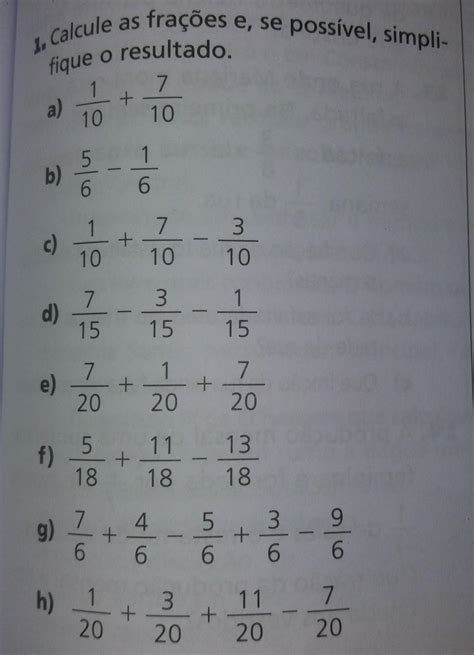 Calcule As Somas Abaixo Simplificando O Resultado Sempre Que Possível