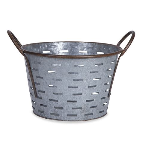 Jillian Round Galvanized Metal Container With Cutout Design Perrines