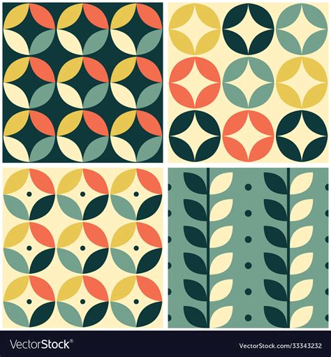 60s And 70s Retro Seamless Pattern Set Royalty Free Vector