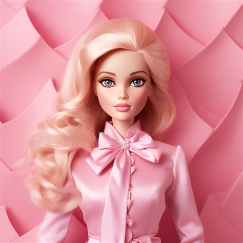 Premium Ai Image Portrait Of Blond Barbie Doll Against A Pink Background