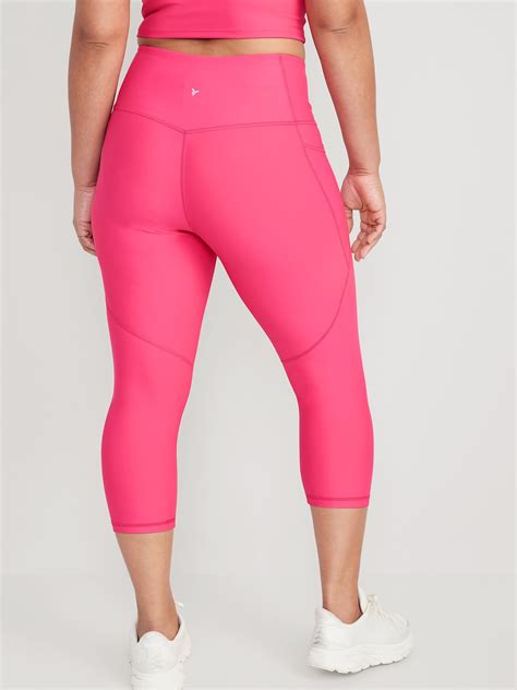 High Waisted Powersoft Side Pocket Crop Leggings For Women Old Navy