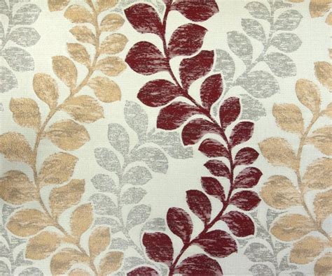 Beige Maroon Leaves Il Fabric By The Yard Curtain Fabric