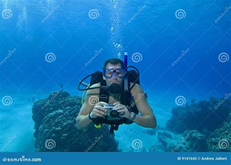 Scuba Diver With Camera Cozumel Mexico Stock Image Image Of Cozumel