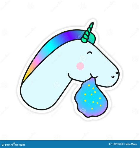 unicorn puke rainbow pop art vector illustration 253033644