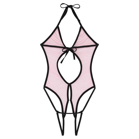 Womens Sexy Glossy Sheer Swimwear One Piece Bodysuit See Through