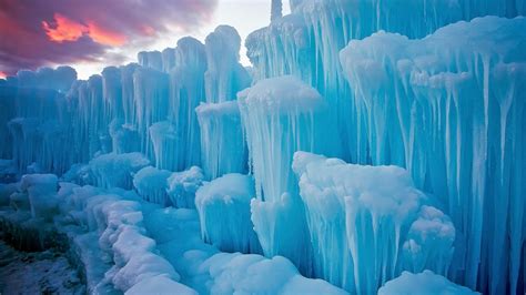 Nature Landscape Winter Snow Ice Iceberg Icicle Blue Clouds