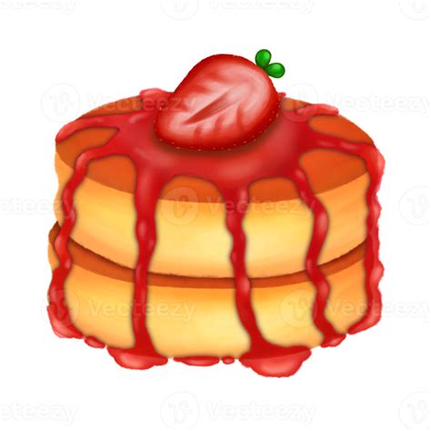 Souffle Pancakes With Strawberry Syrup Watercolor Clipart 11653194 Png