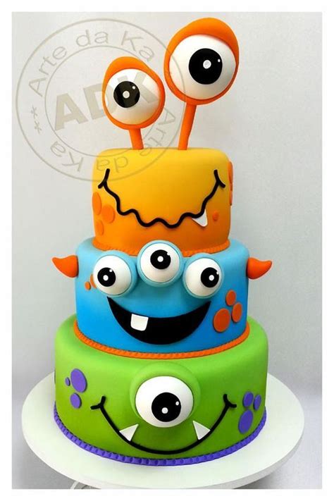 Three Tiered Monster Birthday Cake Ultimate Monster Birthday Cake
