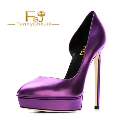 Buy Womens Purple Platform Stiletto Heels Closed Toe Dorsay Pumps For Prom