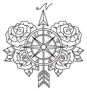 You can print or color them online at. Find the true path with this beautiful compass rose design, surrounded by blooming r… | Compass ...