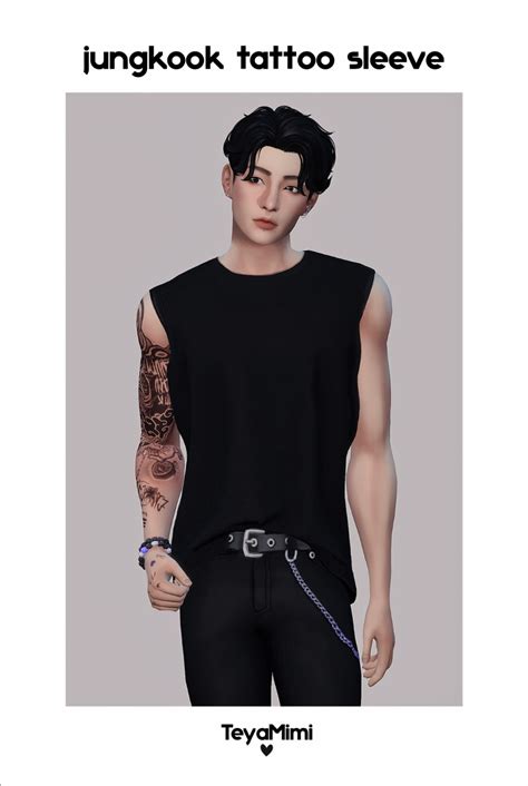 ♥ Jungkook Tatto Sleeve ♥ Sims 4 Sims 4 Tattoos Sims 4 Couple Poses