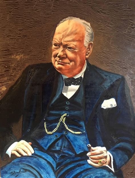 Unknown Winston Churchill Large Portrait Oil Painting At 1stdibs