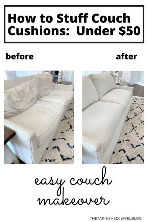 A Couch That Has Been Cleaned And Is White With The Words How To Stuff Couch Cushions Under