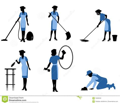 Cleaning Workers In Office Cartoon Woman Clean Professional Hygiene Service Team Female Male