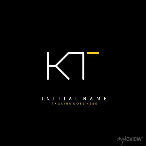 initial k t kt minimalist modern logo identity vector wall stickers t neon negative