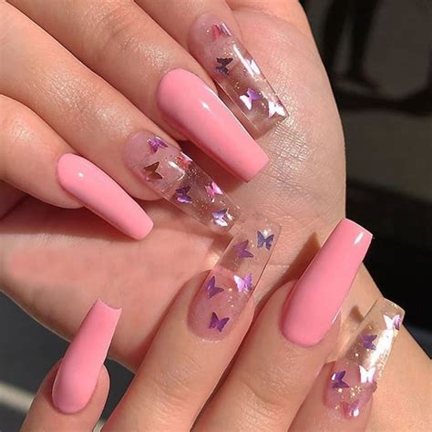 Butterfly Acrylic Nails Pink Butterfly Mania