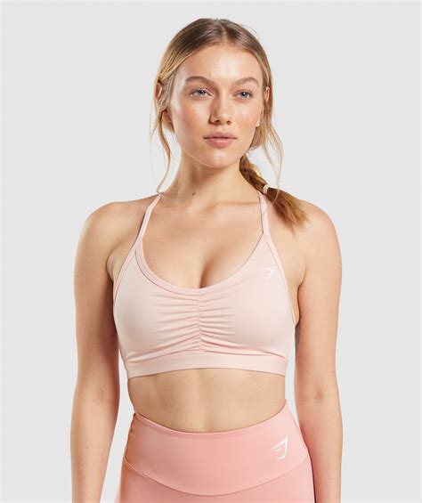 gymshark ruched sports bra light pink gymshark