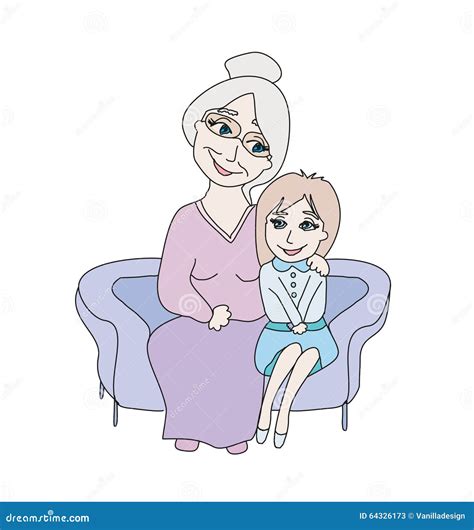 Grandmother Hugs Her Granddaughter Stock Vector Illustration Of Love Mother 64326173