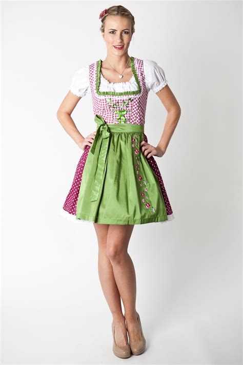 Trachten Dirndl Nele Mini Pinkgreen Traditionelle Kleidung Dirndl