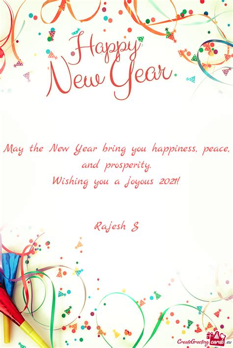 May The New Year Bring You Happiness Peace And Prosperity Free Cards
