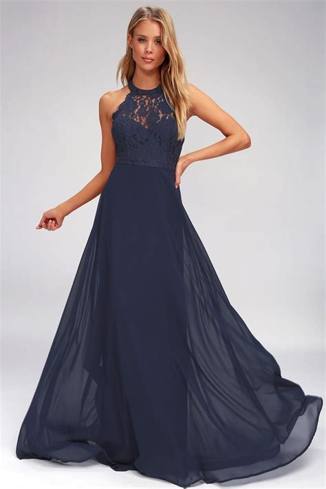 Elegant Maxi Dress Lace Maxi Dress Navy Blue Maxi Dress Cute Prom