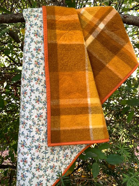 Upcycled Quilted Vintage Woolen Blanket Cottage Floral Etsy