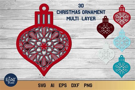 D Svg Layered Christmas Ornaments Mandala Svg Multi Layer Cut Files Design Bundles
