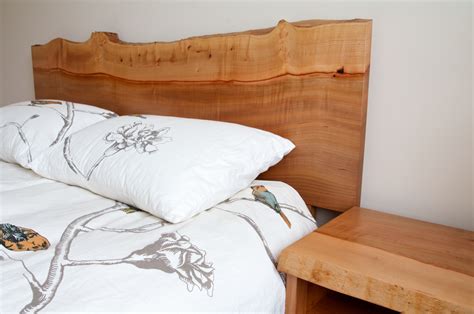 When you have to go to a furniture store and select something. Live edge arbutus headboard and side tables | www ...