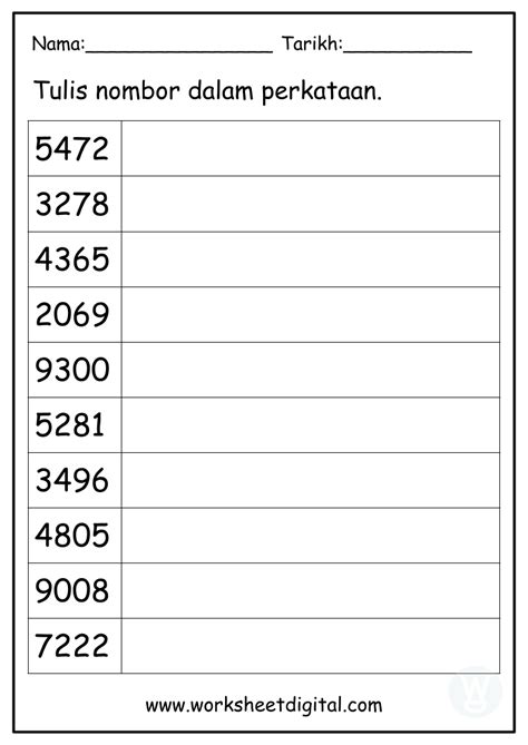 Mengenal Nombor Hingga Online Worksheet For Level You Can Do The