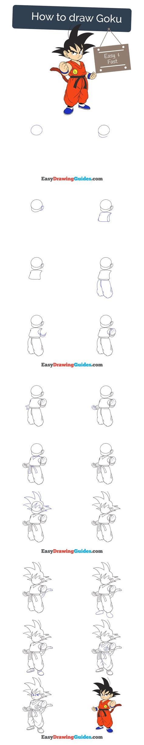 The step by step images will explain how. How to Draw Goku in a Few Easy Steps | Goku drawing ...