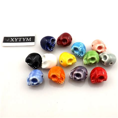 13x13mm Ceramic Skull Beads For Diy Mixed Color 100pcslot Free