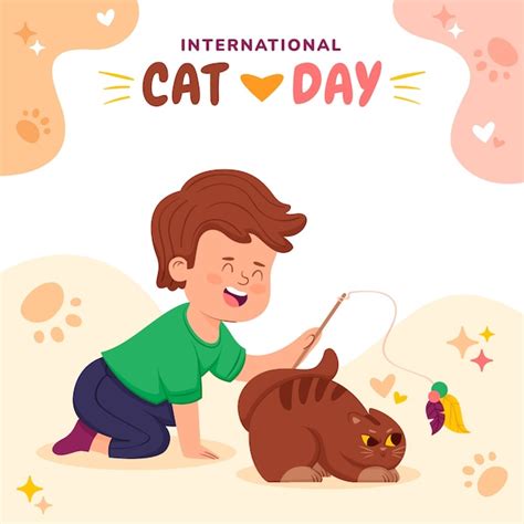 Free Vector Flat International Cat Day Illustration